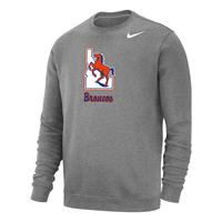 Image of BOISE STATE CREW CF VAULT IDAHO BRONCO LOGO NIKE -  darkheather